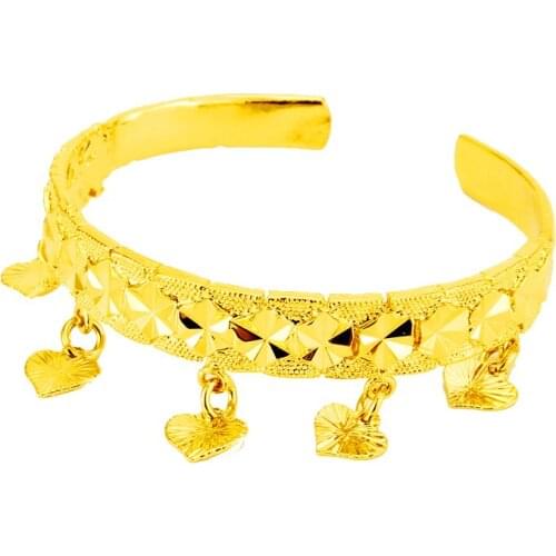 New Heart Kids Baby/ Boys/ Girls Jewelry Bangles Gold Color Kids Bangle & Bracelets Ethiopian Jewelry for Children Gift