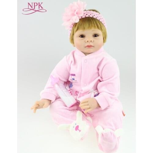 NPK Cute Silicone Rebron Baby Dolls Newborn Baby 22 inch Realistic Princess doll Kids Playmates Bebes Reborn Fashion DIY Toys