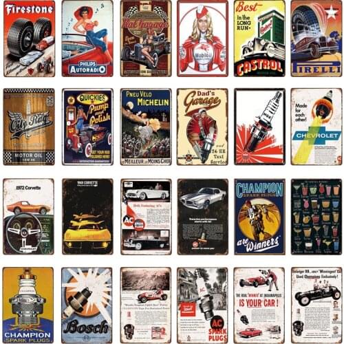 Hot Sale Car Tin Signs Metal Plaque Retro Vintage Metal Poster Motor Oil Signs for Bar Garage Decoration