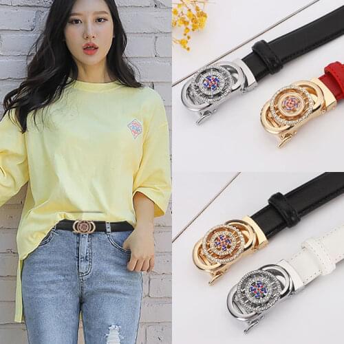 Belt Female 2021 Office 365 Womens Belt Leather Automatic Buckle Sweet Joker Girdle Female Casual Decoration Wild Pants Belt