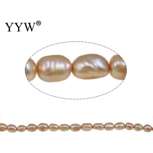 Rice Pink 8-9mm Cultured Baroque Freshwater Pearl Beads Approx 0.8mm Hole 15.7 Inch Strand for DIY Bracelet Necklace Jewelry