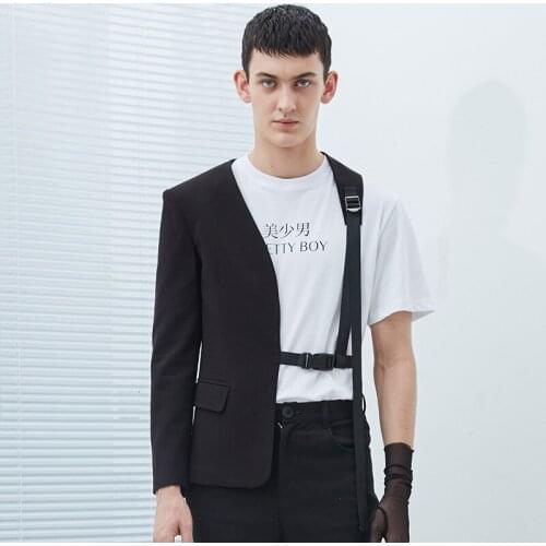 S-6XL 2020 Mens clothing fashion Star GD hair stylist One sided personality design no collar Suit plus size Singer costumes