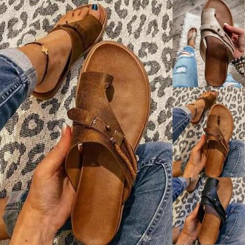 2021 Carina Sandals for Women Orthotic Sandal Correction Leather Open Toe Slippers Flat Heel Flip Flops Summer Casual Beach OPK1