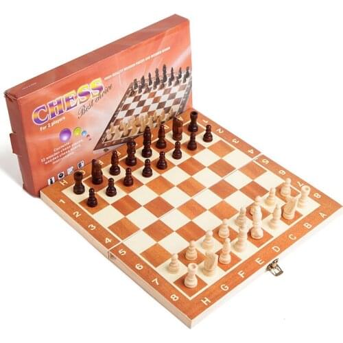 Chess Wooden Checker Board Solid Wood Pieces Folding Chess Board High-end Puzzle Chess Game