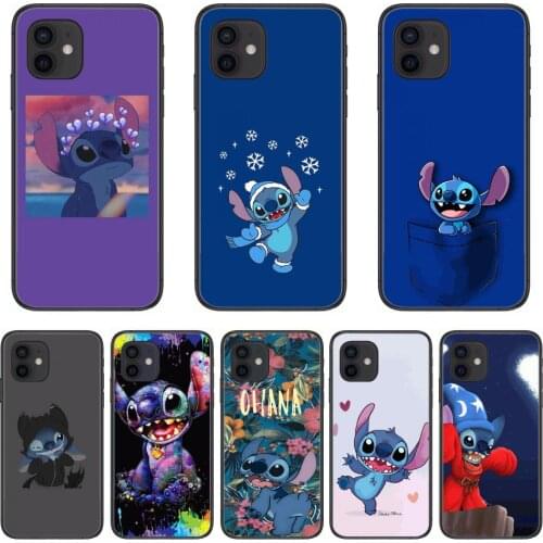 Stitch Style Phone Case Cover For Iphone 12 Pro Max 11 8 7 6 S XR PLUS X XS SE 2020 Mini Black Cell Shell