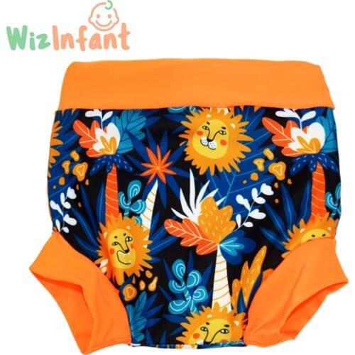WizInfant Infant Children Leakproof Swimming Diapers Newborn Baby High Waist Swimming Trunks Baby Cartoon Printed Cloth Diaper