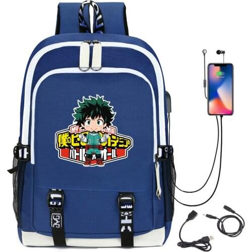 Japanese Anime Deku Cosplay Backpack My Hero Academia USB Large Capacity Students Schoolbags Shoulderbags Computer Bags 2021