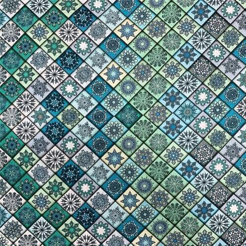 Green grid Empire Cathedral glass Cotton Printed Cloth Sewing Quilting Fabrics for Patchwork Needlework DIY Handmade Material