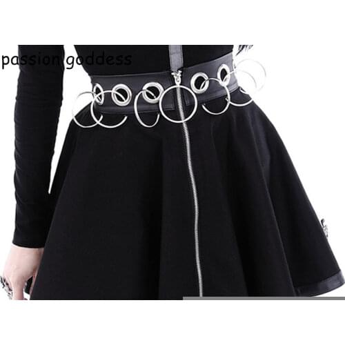 Hot Fashion 2021 Women Plus Size Black High Waist Mini Ball Gown Skirt Zipper Iron Ring Hollow Out Gothic Punk Skirts Harajuku