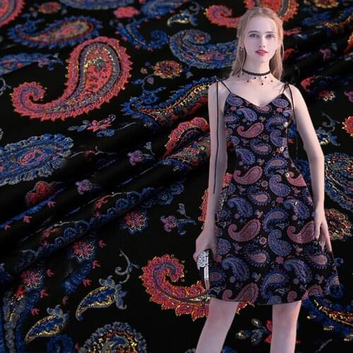 145cm width European style imported Metallic Jacquard Brocade Fabric 3D jacquard yarn dyed fabric for Women Coat Dress Skirt