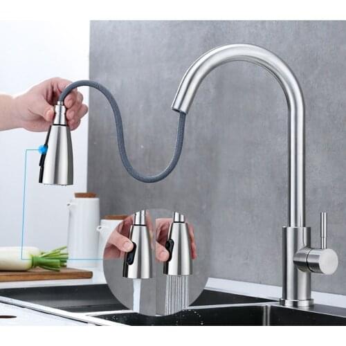 2021 AQJ Docking Pull Down 304 Stainless Stainless Brushed Nickel Faucet New Luxury Design Pull Out Kitchen Faucet Tap