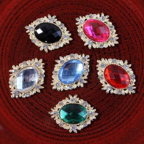 30PCS Handmade Vintage Metal Decorative Buttons Crystal Pearl Flower Center Alloy Flatback Rhinestone Buttons Craft Supplies