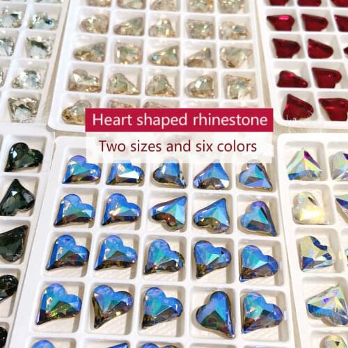 5pcs /lot Japanese Manicure Rhinestone Crystal Magic Color Big Red Peach Heart Pointed Bottom Diamond Bridal Ornament
