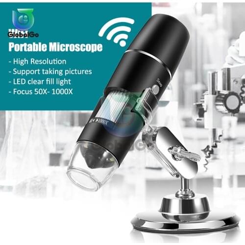 50-1000X Wifi Digital Microscope Camera Endoscope 8LED Magnifier with Metal Stand