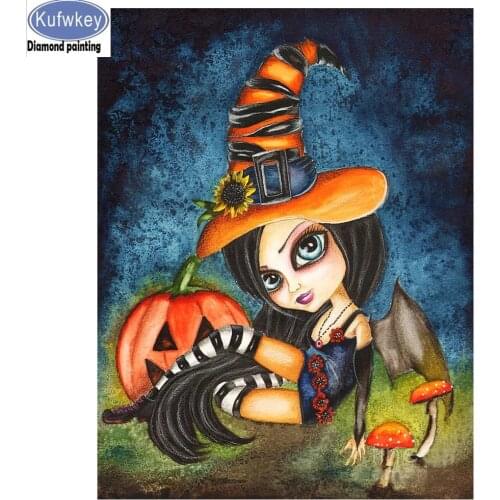Fantasy Witch cat girl 5d diamond painting full drill crystal cross diamonds painting diamond embroidery mosaic