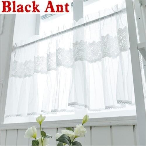 White Embroidery Lace Short Curtain For Living Room Half Sheer Curtain Kitchen Wardrobe Partitions Cafe Small Curtains DL-JD1029