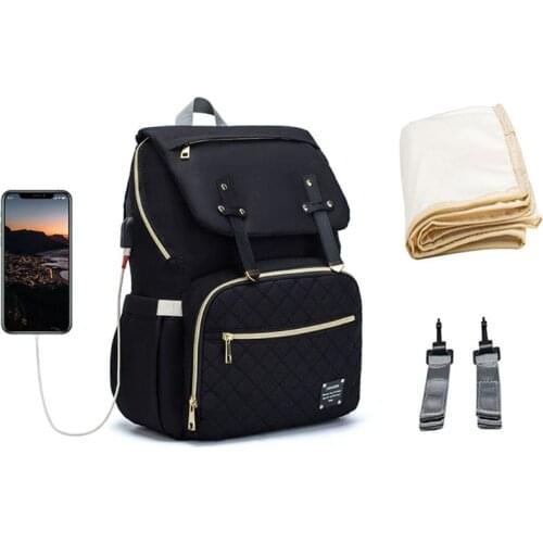 Baby Diaper Backback Large Capacity Mummy Nappy Bag Multifunctional Casual Travel Daypack with USB Charging PortStraps