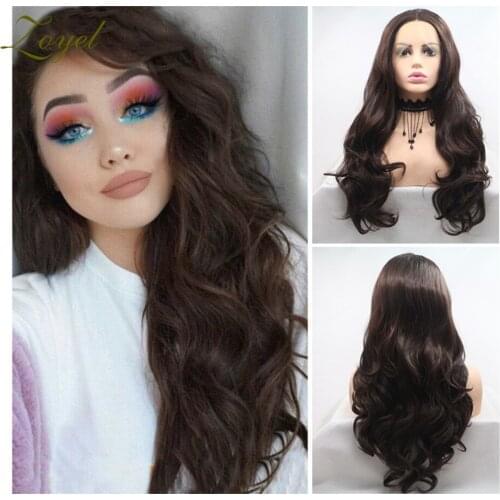 Long Body Wave Synthetic Lace Front Wig Middle Part Light Brown Cosplay Wigs for Women Heat Resistant Fiber Lace Wig