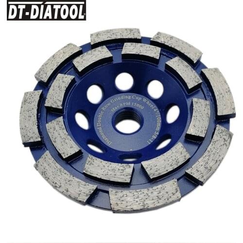 DT-DIATOOL 1unit 4inch/100mm Diamond Double Row Cup Grinding Wheel for Concrete Brick Hard Stone Granite Marble 5/8-11 thread