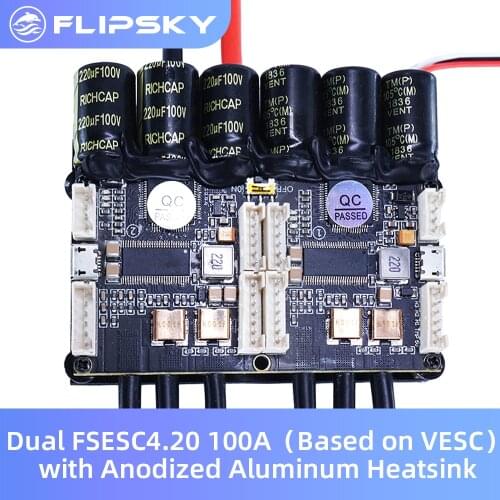 Electronic Speed Controller for RC Ship Boat Dual FSESC4.20 100A (Based on VESC 4.20 ) with Anodized Aluminum Heatsink Flipsky
