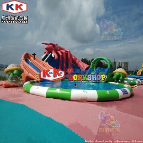 Custom Design Giant Carb Inflatable Water Park Above Ground With Big Pool For Kids N Adults