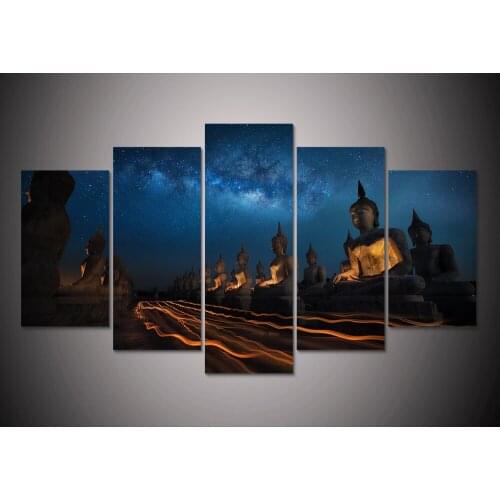 HD Print 5pcs canvas wall art ancient buddha statue milky way Painting home decor wall art picture for living room decor /PT1193
