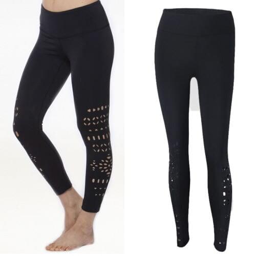 Hirigin New Fashion high waist Pants Cut out holes sexy Hollow pants Girls black leggings factory direct supply
