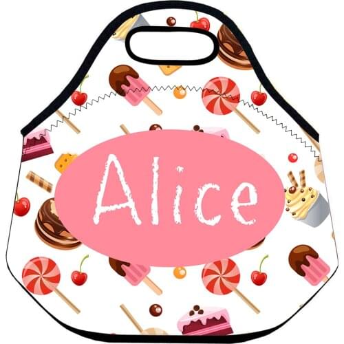 Kawaii Lunch Tote Personalized Lunch Bag for Kids School Washable Soft Neoprene Lunch Box Daycare Preschool Bottles Carrier