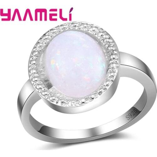Free Shipping Fashion Jewelry Wholesale 925 Silver Big Hyperbole Opal Crystal Ring Jewelry Rings for Women Girl Gift