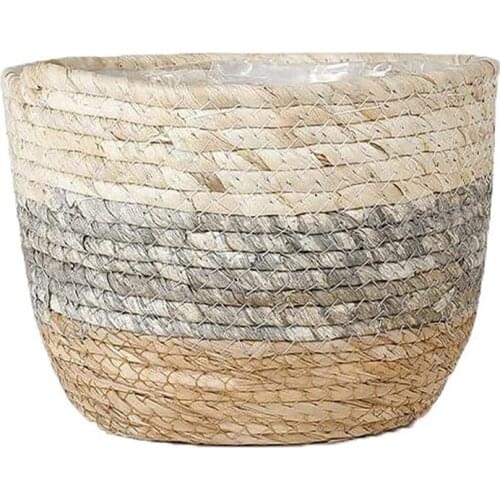 Nordic Handmade Seagrass Storage Basket Indoor Outdoor Flower Pot Plant Container Home Living Room Bedroom Decoration