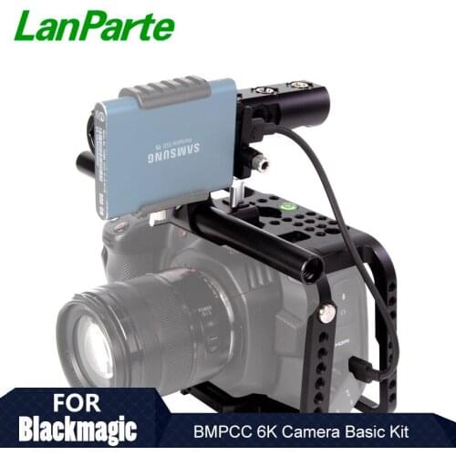 Lanparte Quick Release BMPCC 6K / 4K Camera Cage Rig with Manfortto 501Plate for Blackmagic Pocket Cinema Camera Accessories