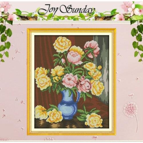 The peony vase (3) Counted Cross Stitch 11CT 14CT Cross Stitch Set Wholesale Flower Cross-stitch Kit Embroidery Needlework