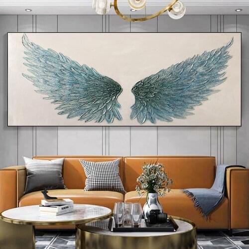 Large Angel Wings Vintage Feather Poster Canvas Painting Black White Wall Art Cuadros Art Wall Picture for Living Room Decor