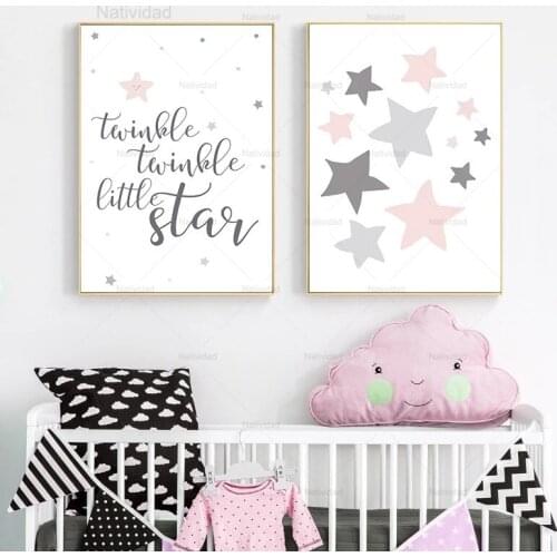 Natividad Pink Moon Elephant Cartoon Canvas Painting Child Nursery Quotes Print Art Painting Nordic Kid Baby Girl Room Decor