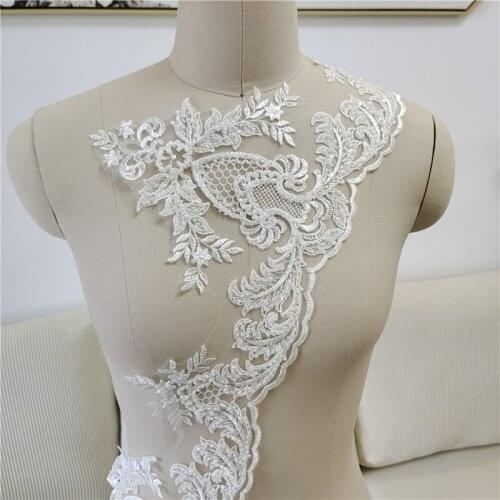 New Beaded Lace Trim European Luxury Wedding Dress Tail Dress Veil Curtain Embroidery Lace Clothing Accessories