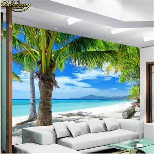 Beibehang papel de parede Custom 3D mural wallpape Sofa bedroom TV backdrop mural painting Beach Coconut Grove wall mural paper