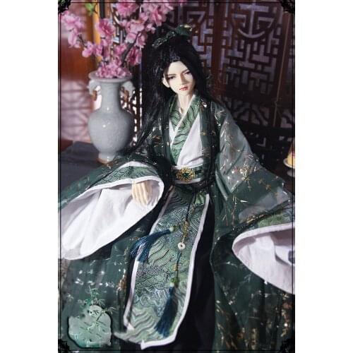 1/4 1/3 Scale BJD Clothes Green Hanfu Ancient Costume Dress Samurai Outfit For BJD/SD MSD SSDF ID75 Strong Uncle 80cm Doll B0216
