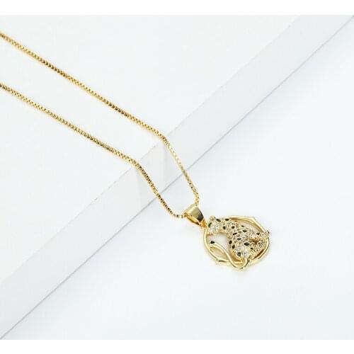 Daihe Punk Gold Plated Spotted Leopards Pendant Necklace Women Adjustable Micro Inlay 5A Zircon Copper Necklace Female Jewelry
