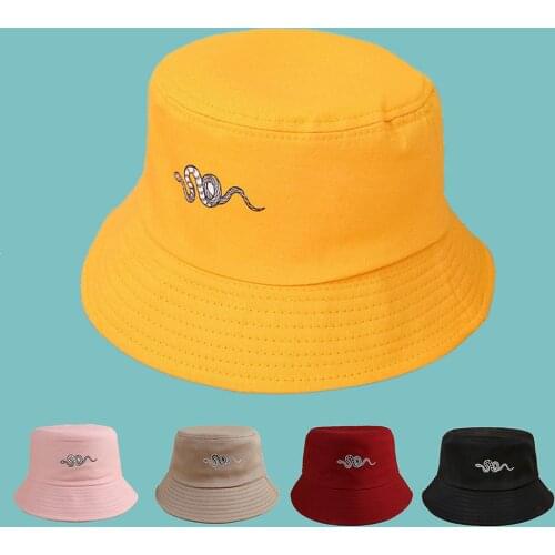 Unisex Cotton Bucket Hats Women Sunscreen Panama Hat Men Snake Pattern Sunbonnet Outdoor Fisherman Hat Beach Cap Bob Femme Gorro