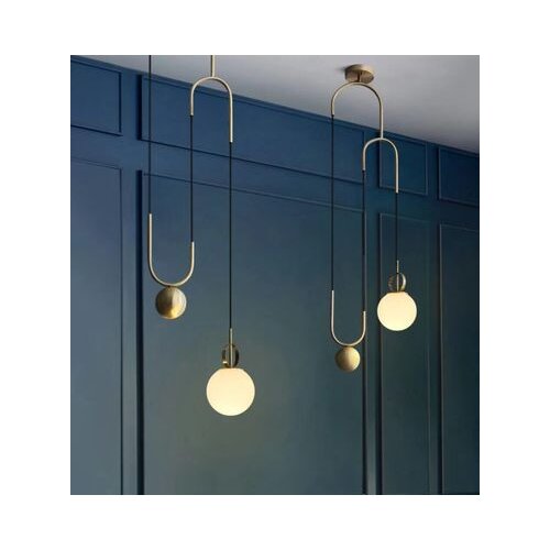 Nordic Design Rose Gold Glass Ball Pendant Light Creative Design Aisle Living Room Bedside Dinner Decro Led Light Fixtures