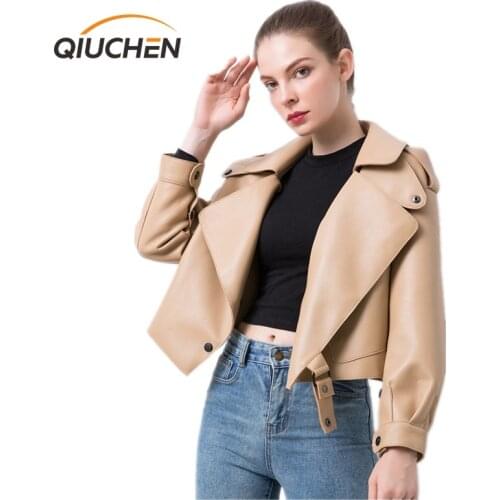 Женские кожаные куртки QIUCHEN China At AliExpress