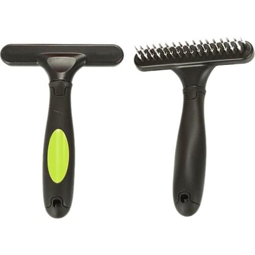 Pet Dog Comb Brush Double Row Pins Professional Pet Undercoat Rake Cats Dogs Loosen Wet Dry Use Grooming Pet Dematting Tools