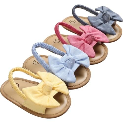 2021 New Summer 0-18M Baby Girl Big Bow Knot Casual Sandals Soft Sole Non-Slip Infant Toddler Newborn Shoes Footwear 4 Colors
