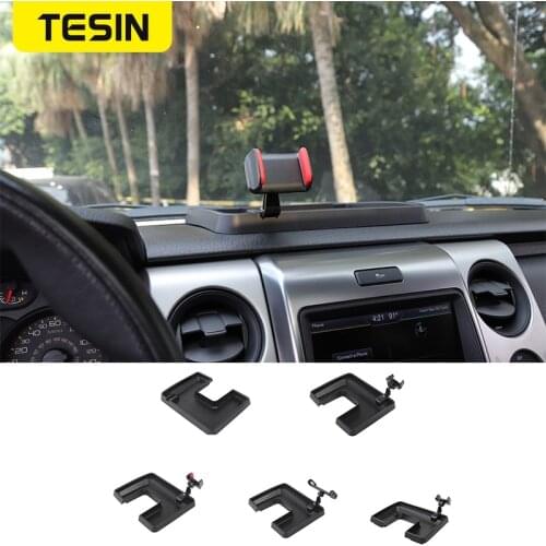 TESIN Auto Mobile Phone Stand For iPad Cellphone Holder For Ford F150 2009-2014 Raptor ABS Accessories Storage Box GPS Holder