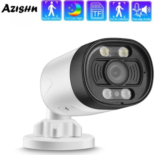 AZISHN Ai Smart IP Camera PoE 5MP Mic Speaker Audio Security Camera Waterpfoof Two Way Audio Video Surveillance SD Card Slot