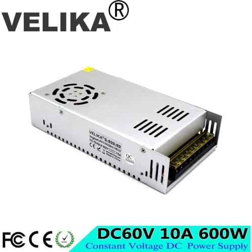 Universal Power Supply DC Regulated 60V 10A 600W Switching Power Adapter Transformer 110V 220V AC To DC60V for CNC CCTV Motor