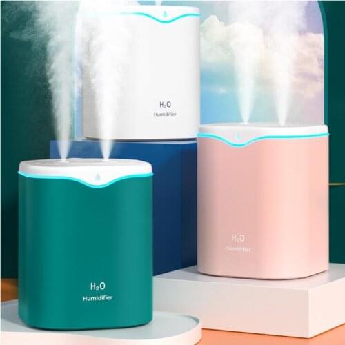 USB 2000ML Air Humidifier Double Spray Port Essential Oil Aromatherapy Diffuser Cool Mist Maker Fogger for Home Office