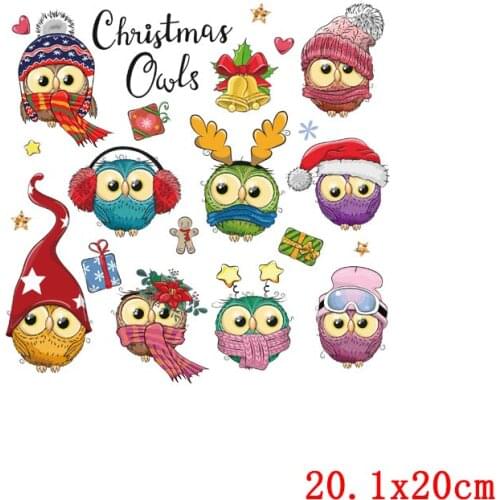 Pulaqi Vinyl Cartoon Lovely Owl Birds Patches Iron On Heat Transfer For Clothing Stickers Applique Thermal Transfers on Clothes