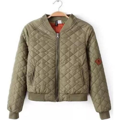 Spring and autumn Europe and United fashion collar small jacket cotton coat rhombic plaid icon embroidery cotton short coat wome