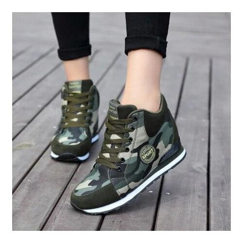 Women sneakers canvas shoes fashion camouflage high to help increase women shoes casual shoes woman sport shoes